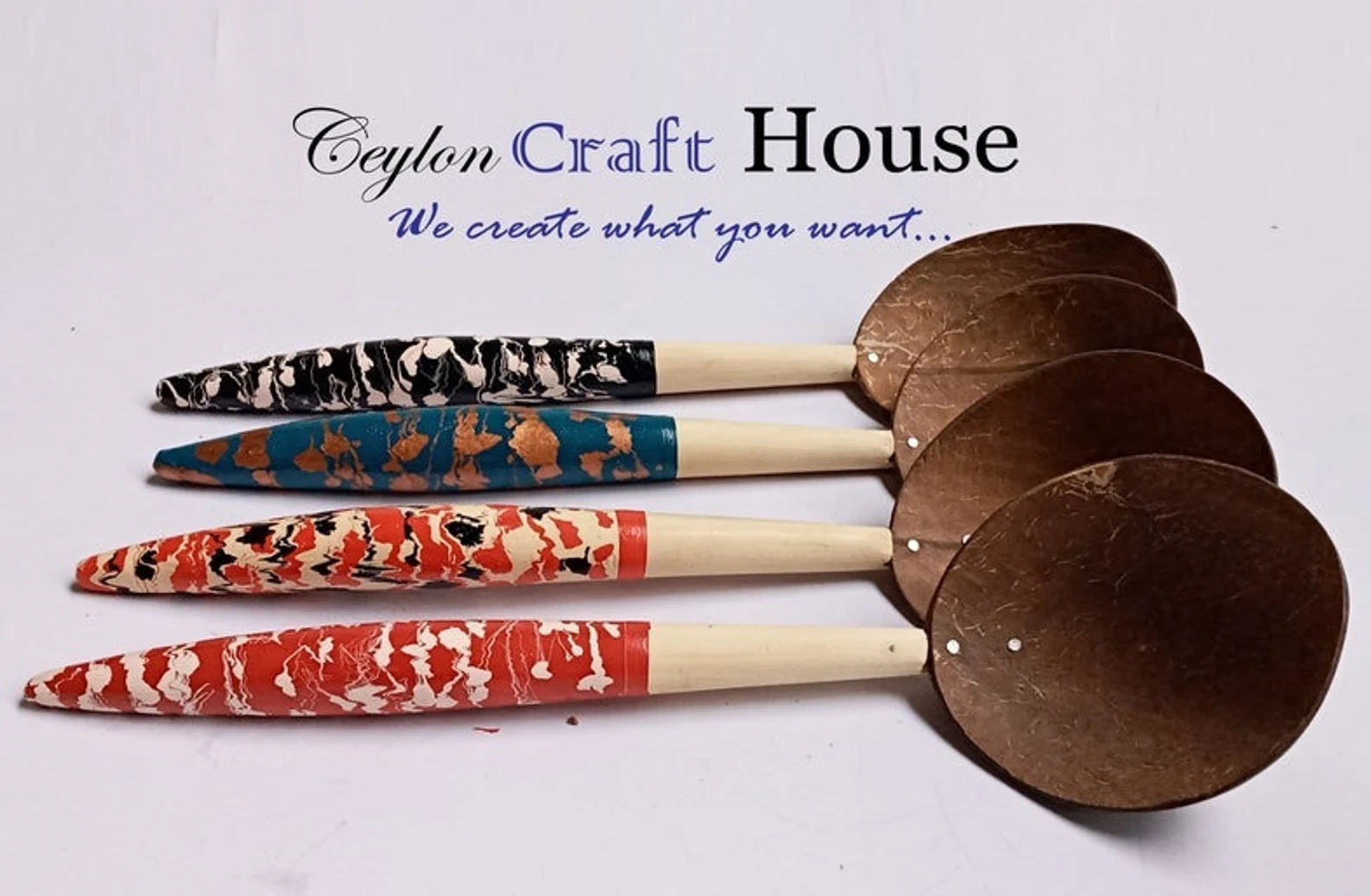 Handmade Coconut Shell Spoon| Sri Lankan Natural Kitchen Tools Equipment| Spoon rest| Serving spoon| colorful Spoon| rice serving spoon - Image 4