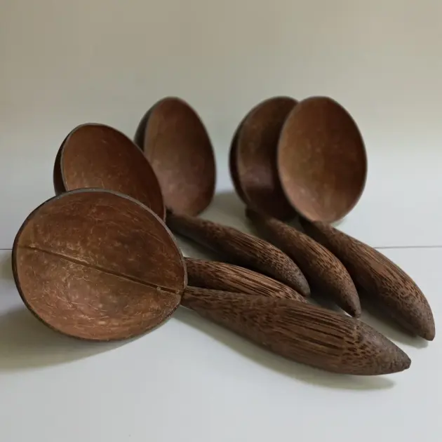 Coconut Shell Spoon Set | Large Size Kitchen Utensils | Eco-Friendly Cooking Tools|Sustainable Kitchen Tools|Natural Coconut Shell Spoon Set