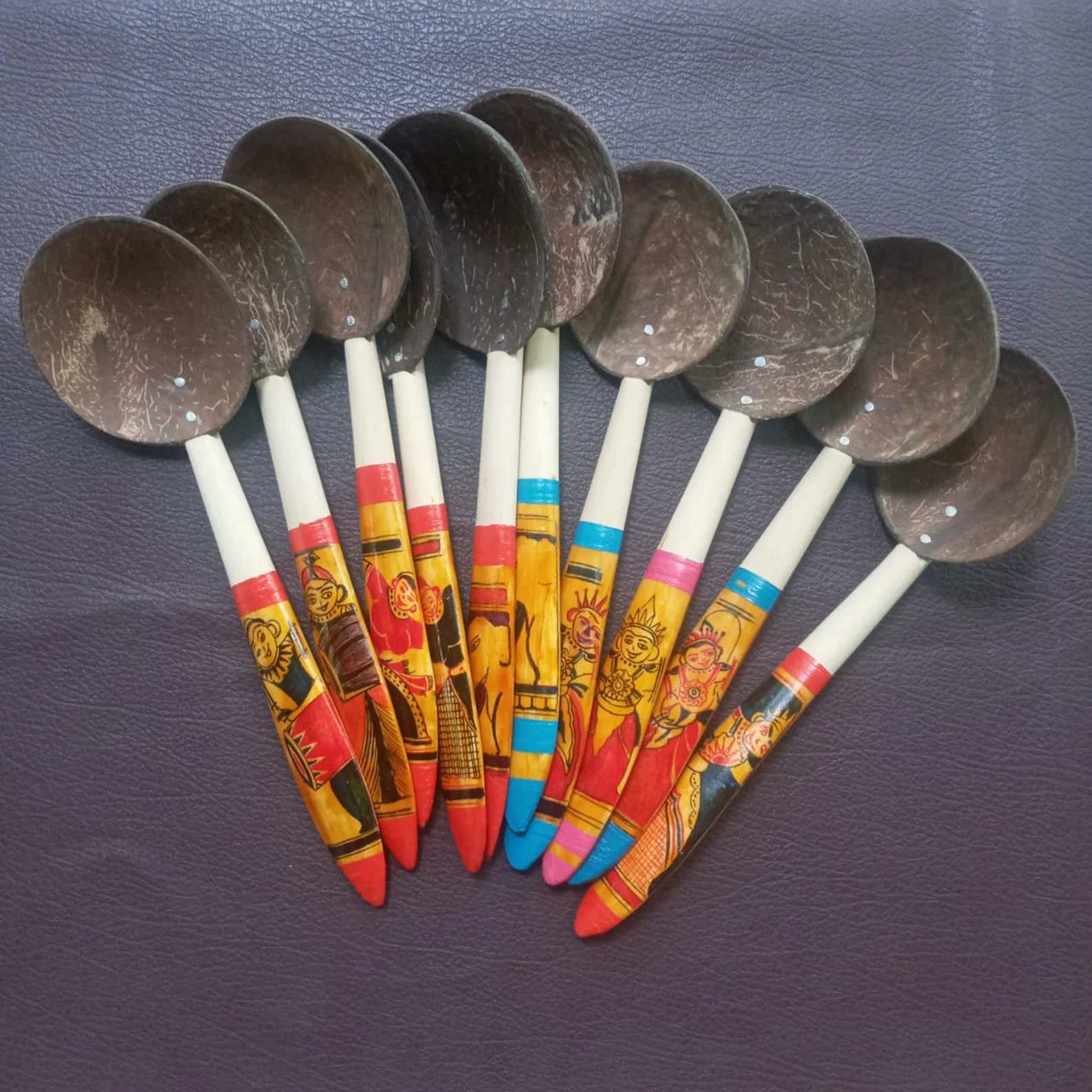 Sri Lankan Tradition Spoons,Decorative spoons,Hand painted spoons,wooden spoons,wooden spoon set,wooden utensils,spoon rest,cooking gifts, - Image 2