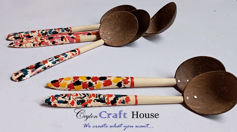 Handcrafted Coconut Shell Spoons,Eco-friendly Coconut Utensils,Sustainable Coconut Spoon Set,Natural Coconut Shell Cutlery, - Image 6