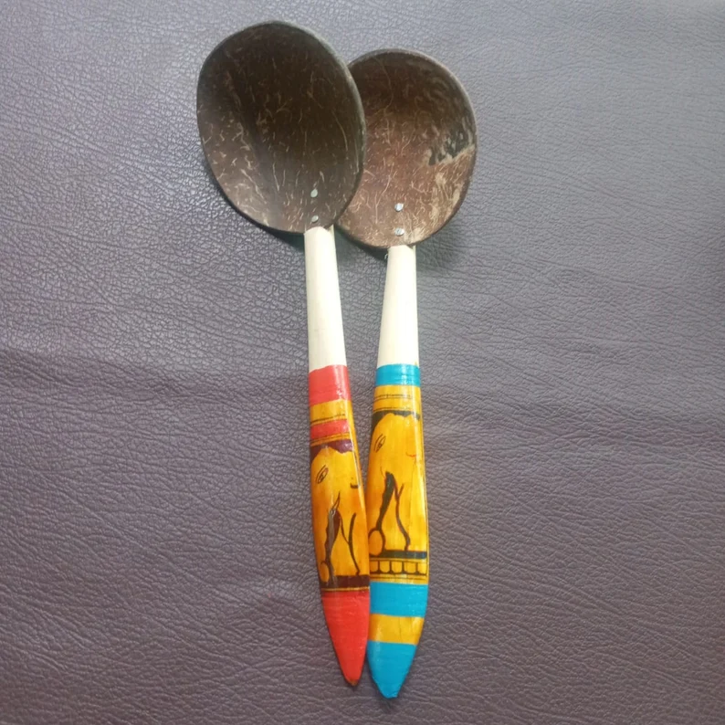 Sri Lankan Tradition Spoons,Decorative spoons,Hand painted spoons,wooden spoons,wooden spoon set,wooden utensils,spoon rest,cooking gifts, - Image 6