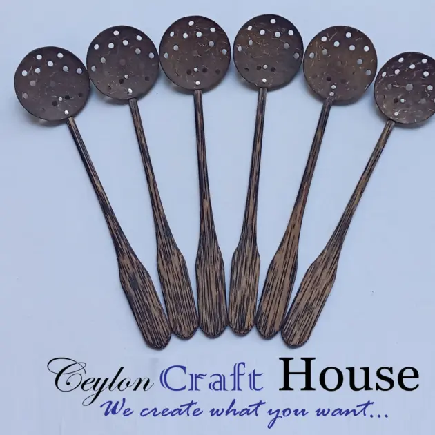 Filtering Spoons |Coconut shell wooden spoons | Kithul (Ceylon palm) wooden spoons |Handmade Wooden Spoons | Natural Kitchen Tools Equipment