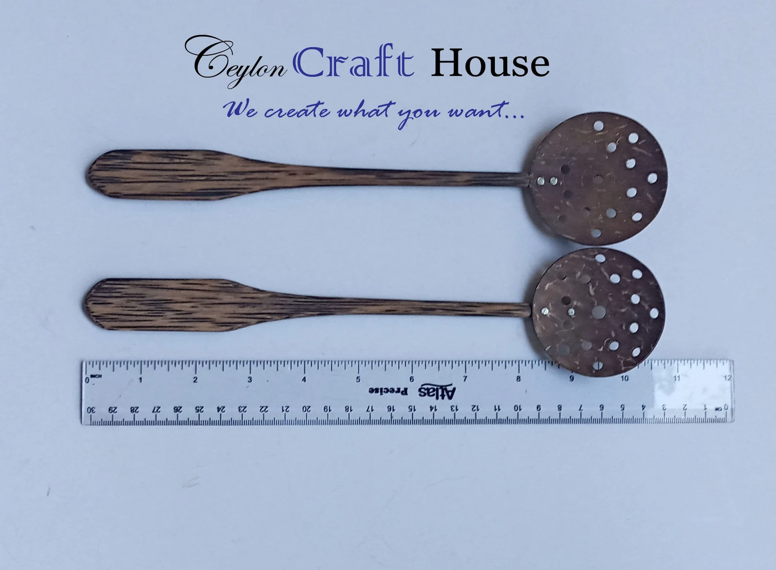 Filtering Spoons |Coconut shell wooden spoons | Kithul (Ceylon palm) wooden spoons |Handmade Wooden Spoons | Natural Kitchen Tools Equipment - Image 2