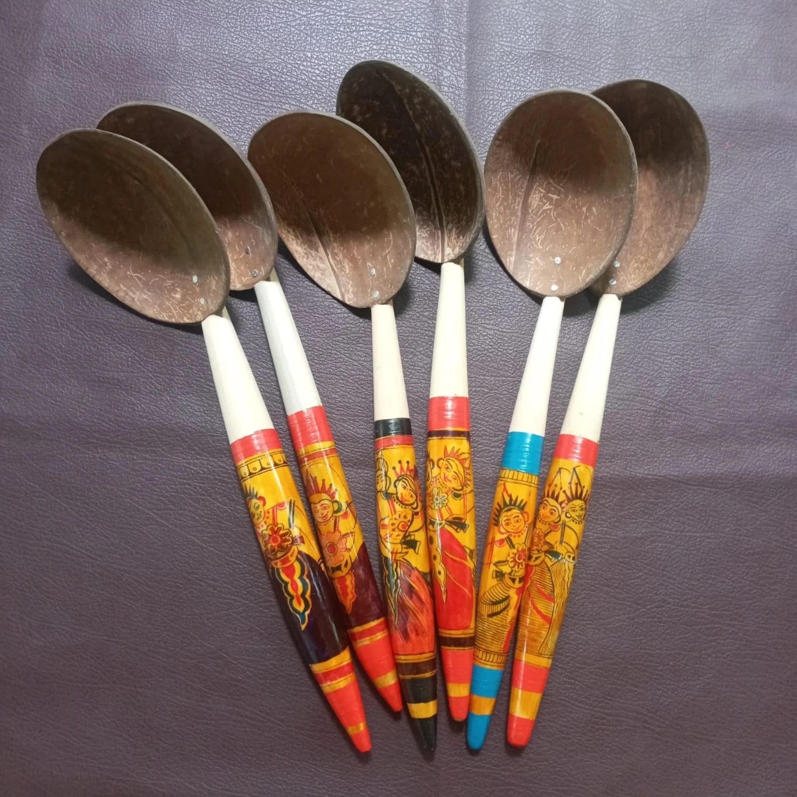 Large size coconut shell spoons,handpainted laddle,wooden spoons,Decorative spoons,Sri Lankan Tradition Spoons,Hand made spoons,cooking gift - Image 3