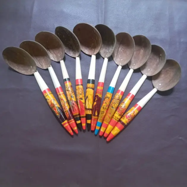 Large size coconut shell spoons,handpainted laddle,wooden spoons,Decorative spoons,Sri Lankan Tradition Spoons,Hand made spoons,cooking gift