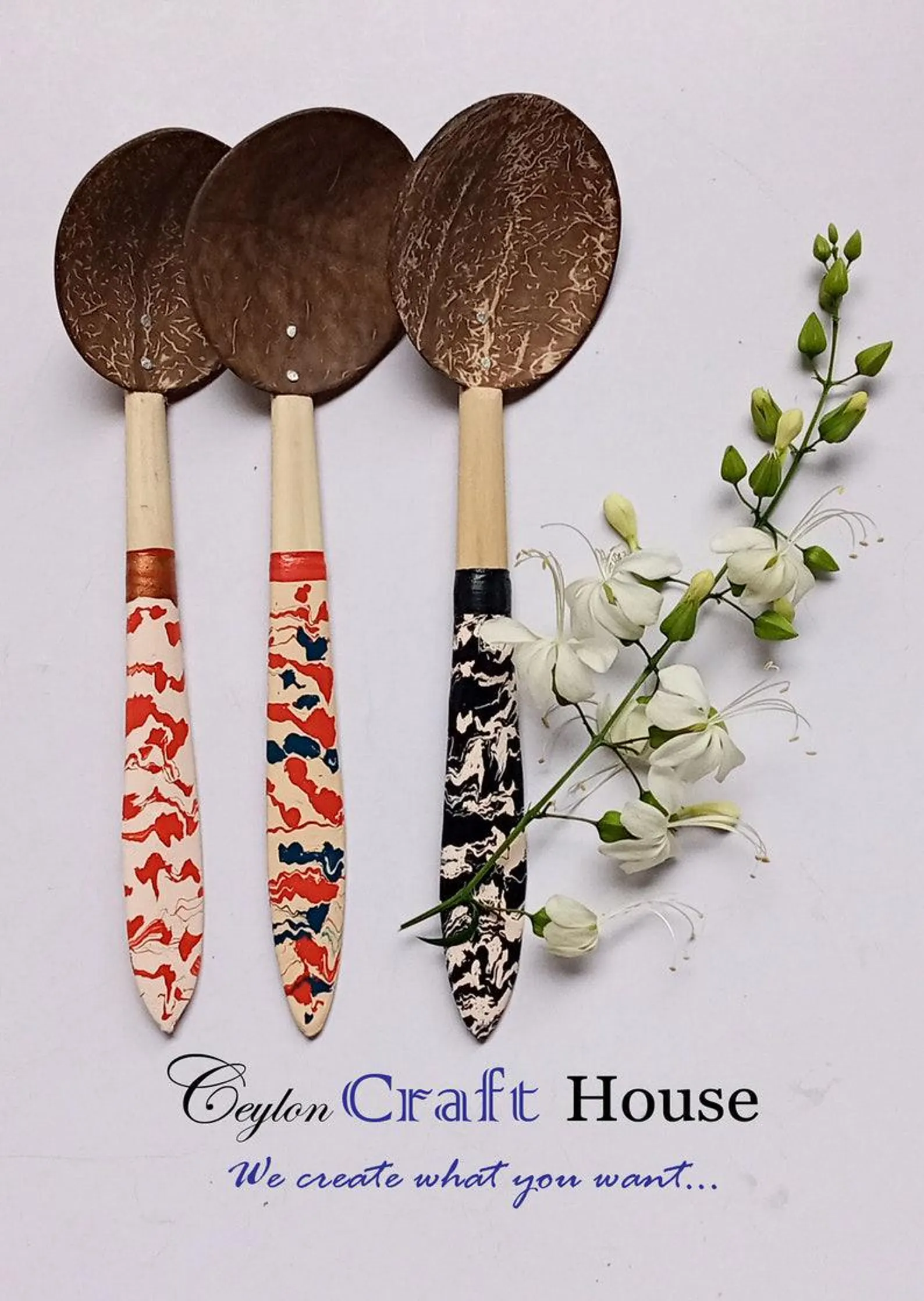 Handmade eco friendly coconut shell spoons|Sustainable wooden spoons for cooking and serving|Rustic handmade coconut spoons for kitchen use - Image 2