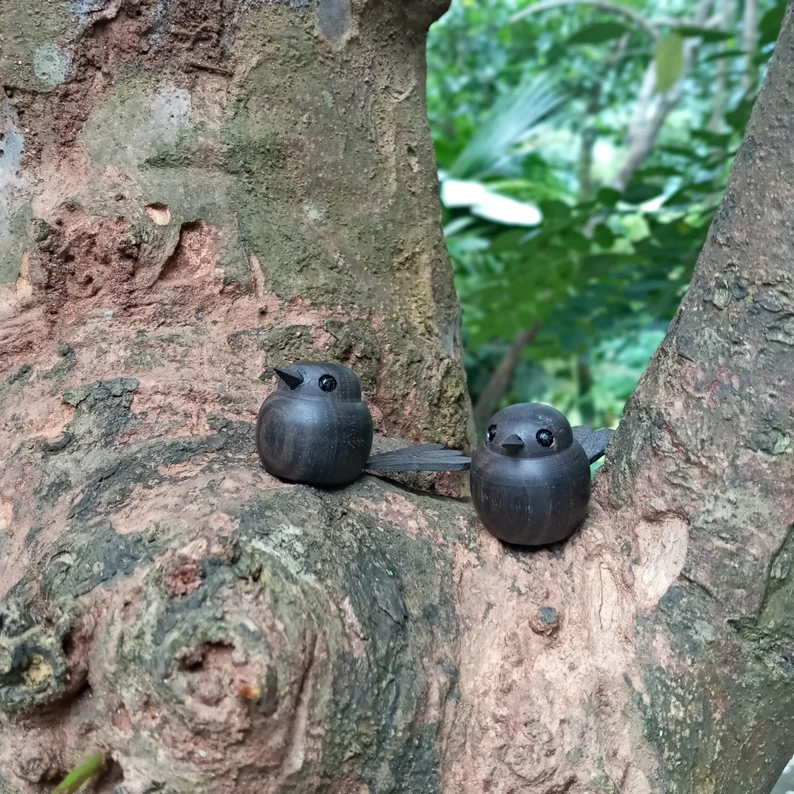 Wooden black bird,bird figurine,wooden bird figurines,small bird,bird sculpture,black birds,miniature wooden bird,Gift for bird lovers,Raven - Image 8