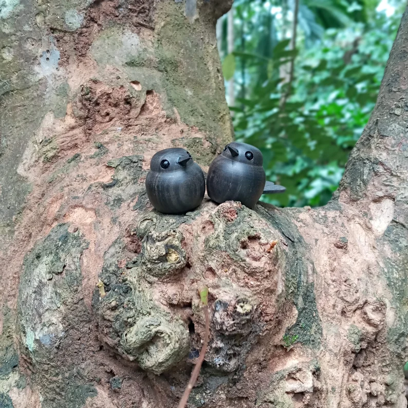 Wooden black bird,bird figurine,wooden bird figurines,small bird,bird sculpture,black birds,miniature wooden bird,Gift for bird lovers,Raven - Image 9