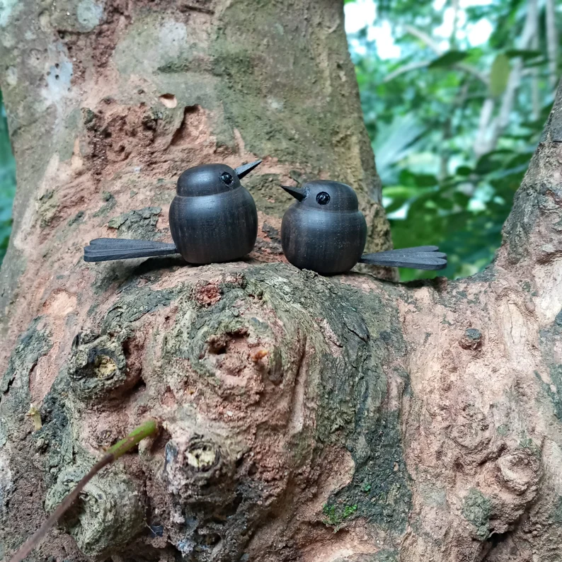 Wooden black bird,bird figurine,wooden bird figurines,small bird,bird sculpture,black birds,miniature wooden bird,Gift for bird lovers,Raven - Image 5