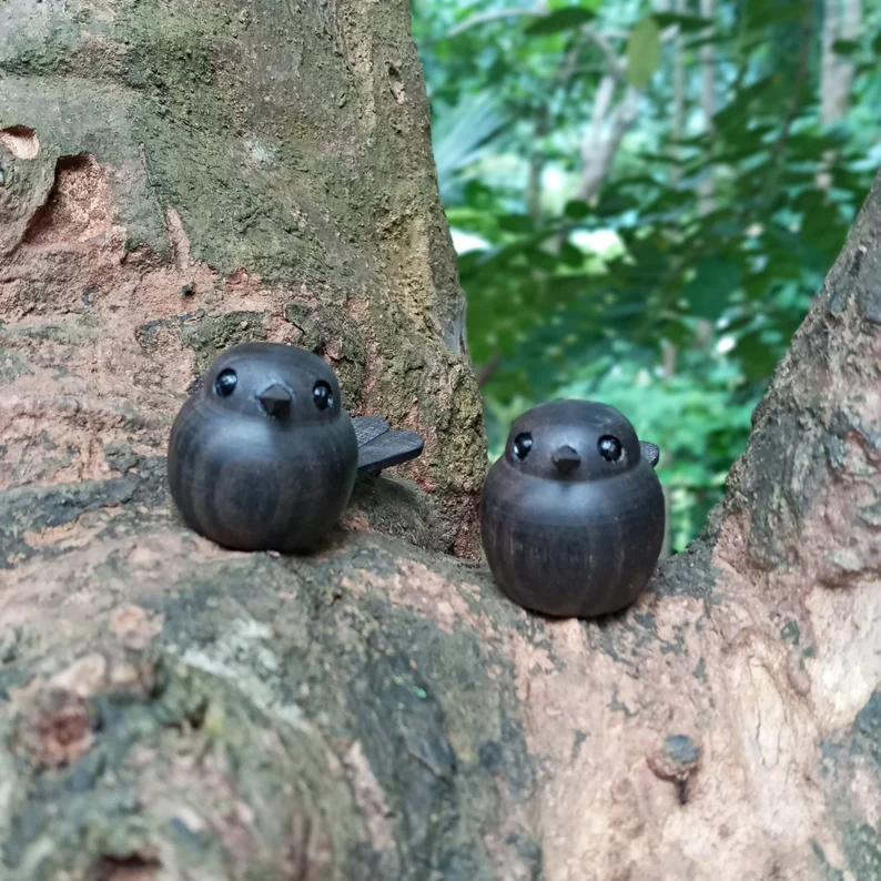 Wooden black bird,bird figurine,wooden bird figurines,small bird,bird sculpture,black birds,miniature wooden bird,Gift for bird lovers,Raven - Image 7