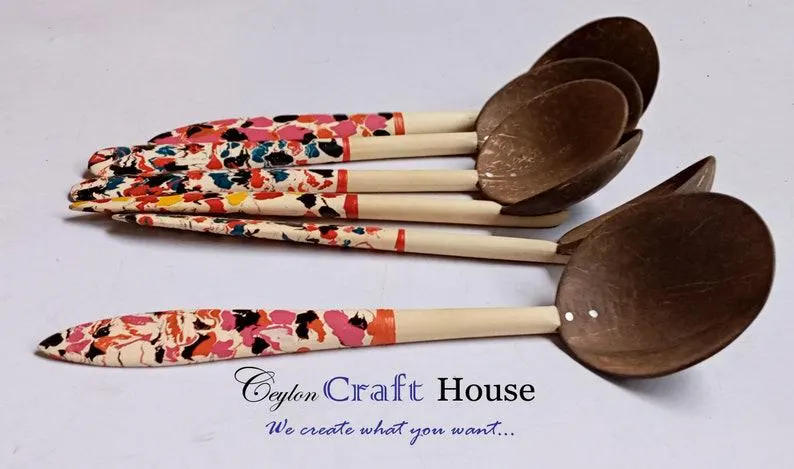 Handmade eco friendly coconut shell spoons|Sustainable wooden spoons for cooking and serving|Rustic handmade coconut spoons for kitchen use - Image 7