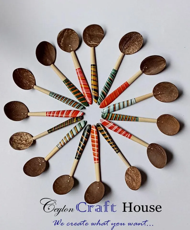 Handmade eco friendly coconut shell spoons|Sustainable wooden spoons for cooking and serving|Rustic handmade coconut spoons for kitchen use - Image 8