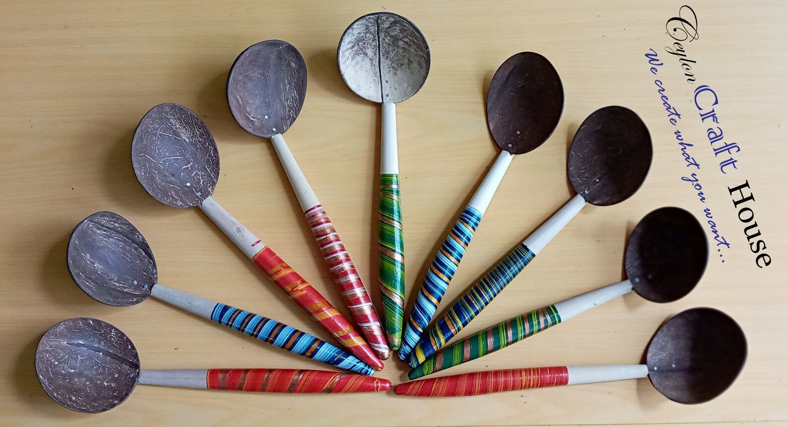 Large Spoon |100% Handmade Coconut Shell Wooden Spoon |Lacquerware coconut shell rice spoon |Sri Lankan Natural Kitchen Tools Equipment | - Image 2