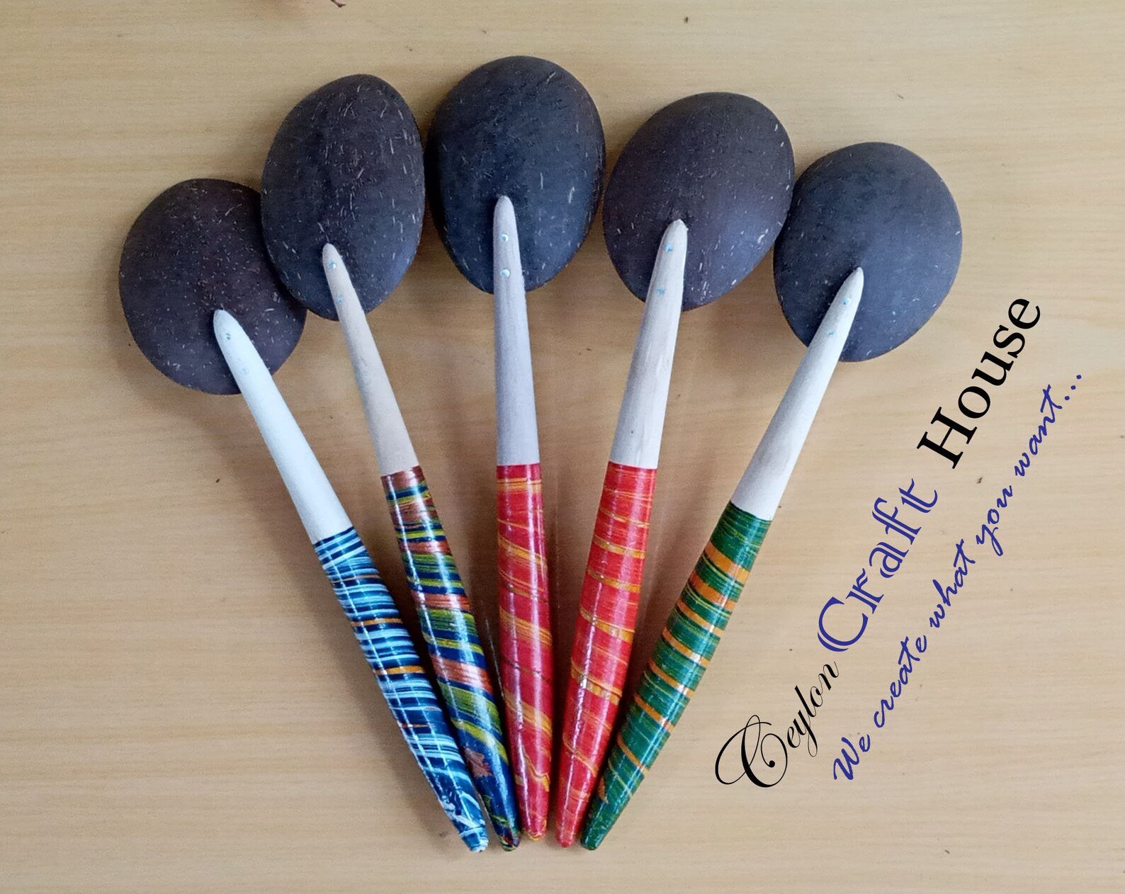 Large Spoon |100% Handmade Coconut Shell Wooden Spoon |Lacquerware coconut shell rice spoon |Sri Lankan Natural Kitchen Tools Equipment | - Image 3