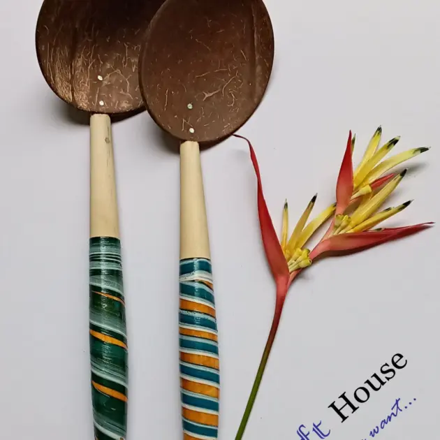 Large Spoon |100% Handmade Coconut Shell Wooden Spoon |Lacquerware coconut shell rice spoon |Sri Lankan Natural Kitchen Tools Equipment |