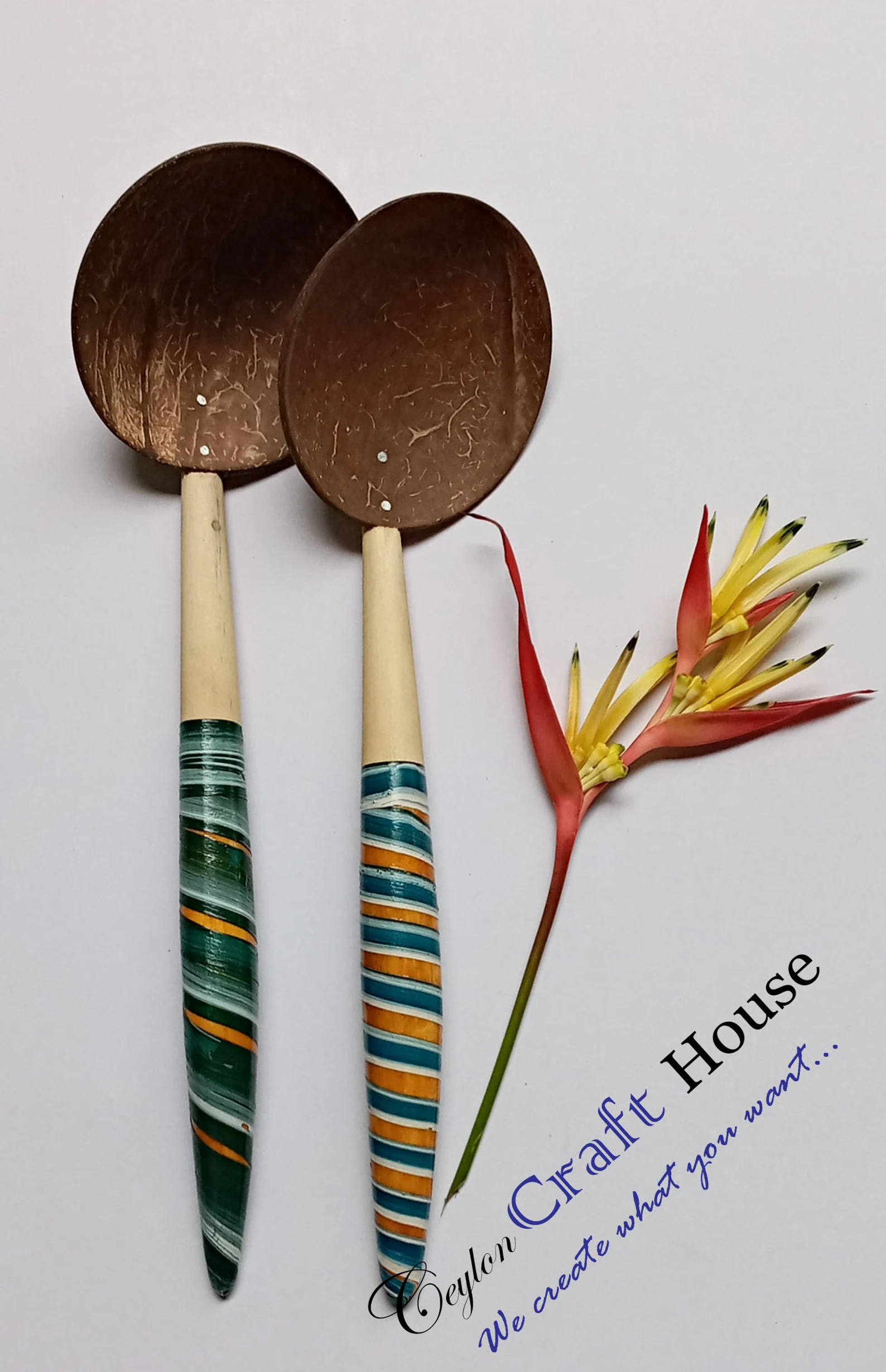 Large Spoon |100% Handmade Coconut Shell Wooden Spoon |Lacquerware coconut shell rice spoon |Sri Lankan Natural Kitchen Tools Equipment |