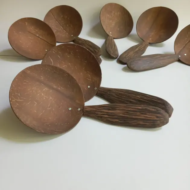Durable coconut shell Spoons | Coconut Shell Spoons Set | Durable Eco-friendly Cutlery | Natural Kitchen Utensils | Organic Kitchen Decor