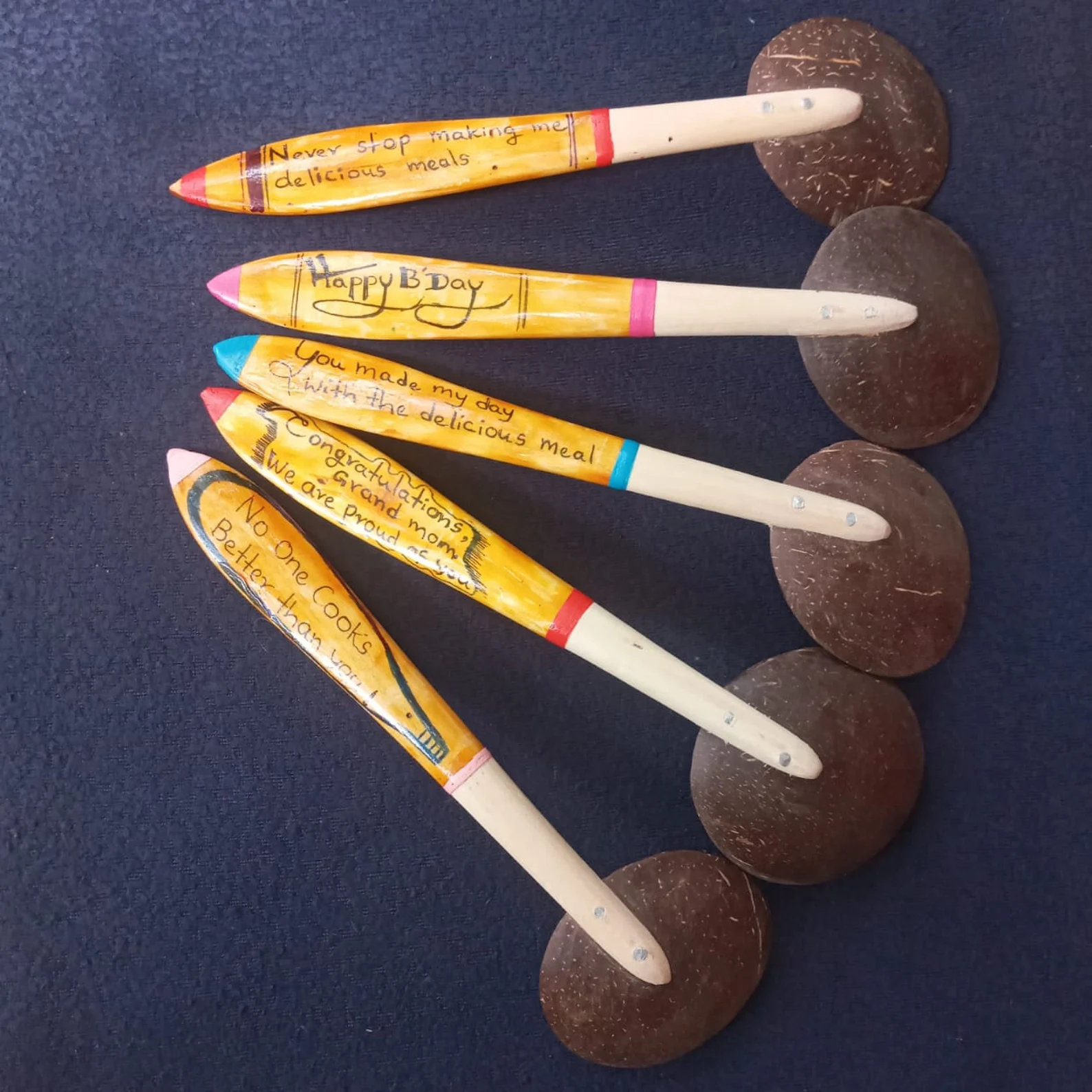 Coconut shell spoons,Personalized Wooden Spoon Set,Custom Kitchen Spoons,Greeting style Spoons,Personalized Wooden Spoon,Personalized spoon - Image 3