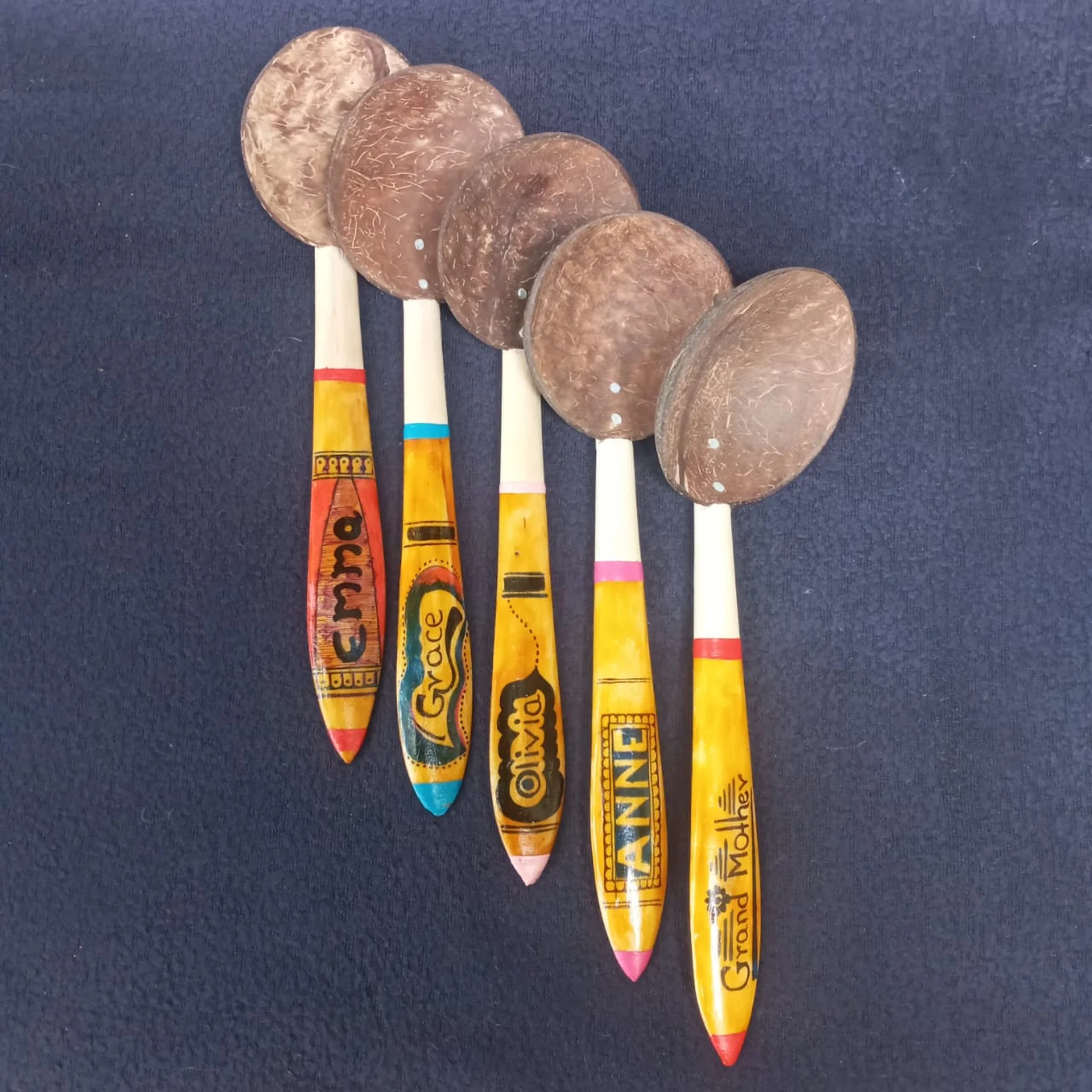 Coconut shell spoons,Personalized Wooden Spoon Set,Custom Kitchen Spoons,Greeting style Spoons,Personalized Wooden Spoon,Personalized spoon - Image 5