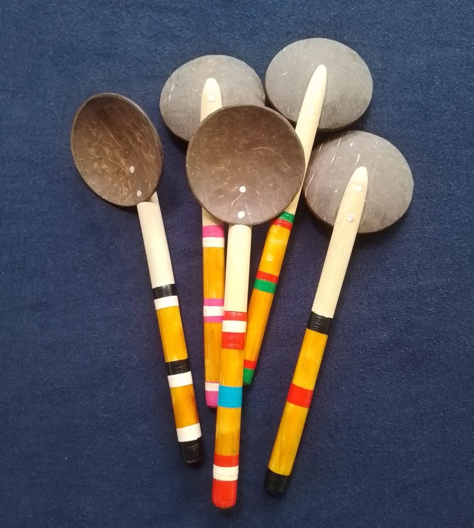 5 Coconut shell spoons,spoon rest,wood spoon rest,coconut spoon,serving spoon, - Image 2