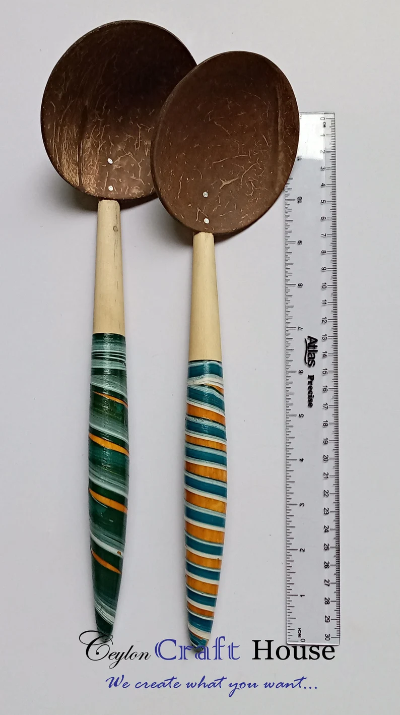 Large Spoon |100% Handmade Coconut Shell Wooden Spoon |Lacquerware coconut shell rice spoon |Sri Lankan Natural Kitchen Tools Equipment | - Image 6