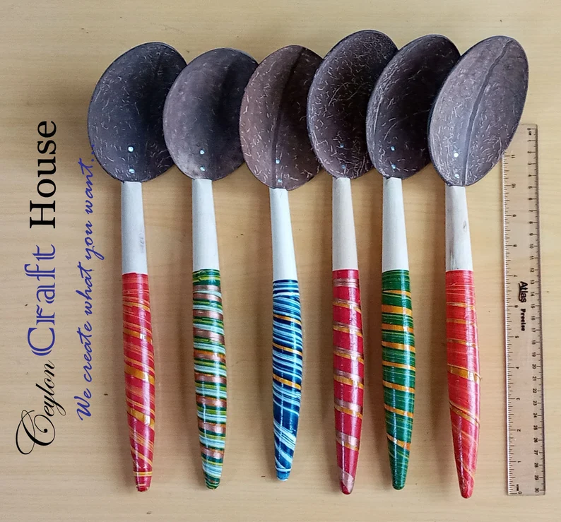 Large Spoon |100% Handmade Coconut Shell Wooden Spoon |Lacquerware coconut shell rice spoon |Sri Lankan Natural Kitchen Tools Equipment | - Image 5