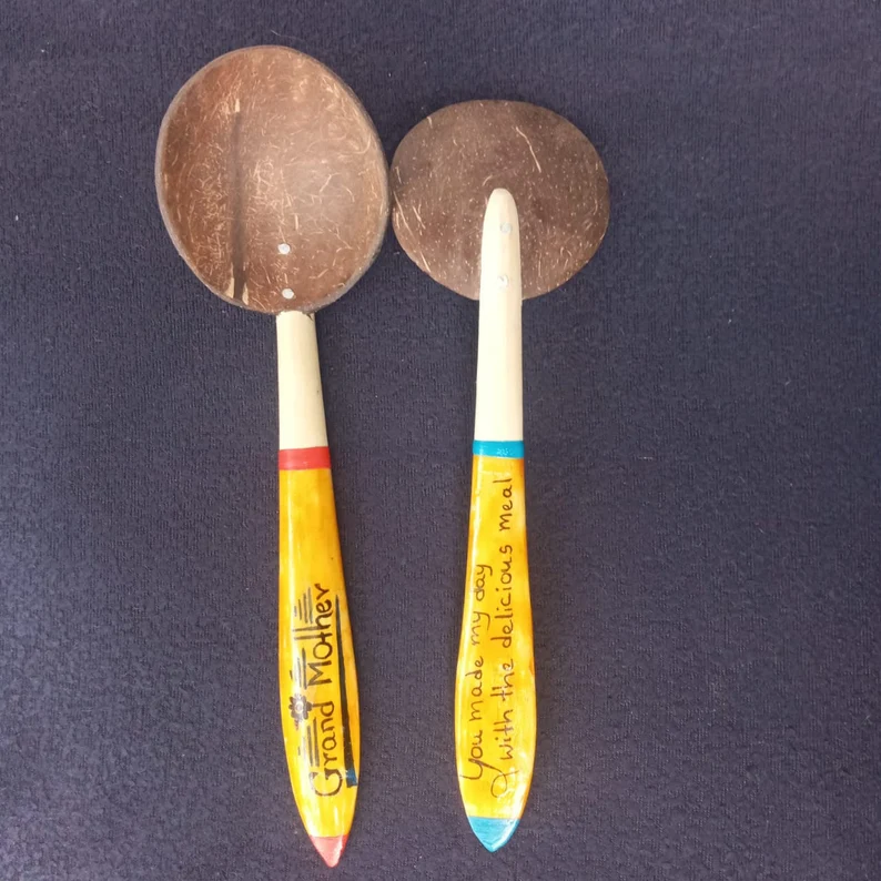 Coconut shell spoons,Personalized Wooden Spoon Set,Custom Kitchen Spoons,Greeting style Spoons,Personalized Wooden Spoon,Personalized spoon - Image 6