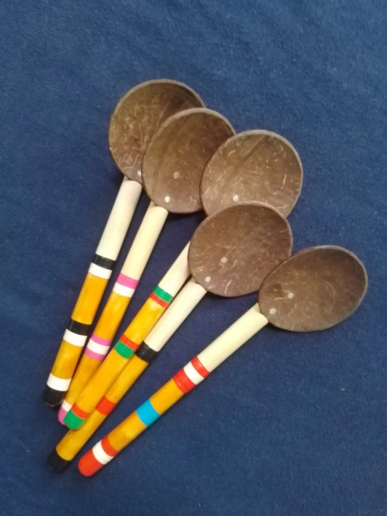 5 Coconut shell spoons,spoon rest,wood spoon rest,coconut spoon,serving spoon, - Image 7