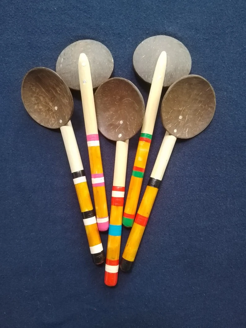 5 Coconut shell spoons,spoon rest,wood spoon rest,coconut spoon,serving spoon, - Image 8