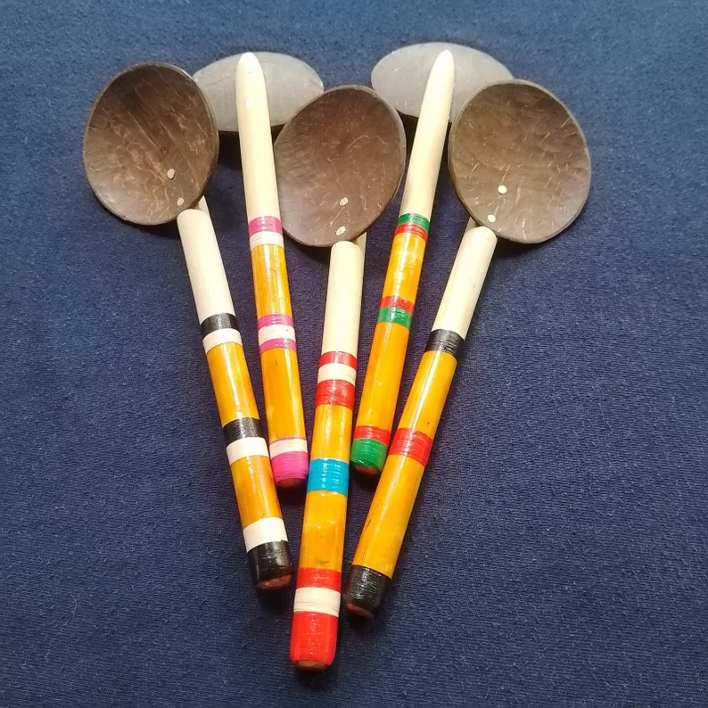5 Coconut shell spoons,spoon rest,wood spoon rest,coconut spoon,serving spoon, - Image 5