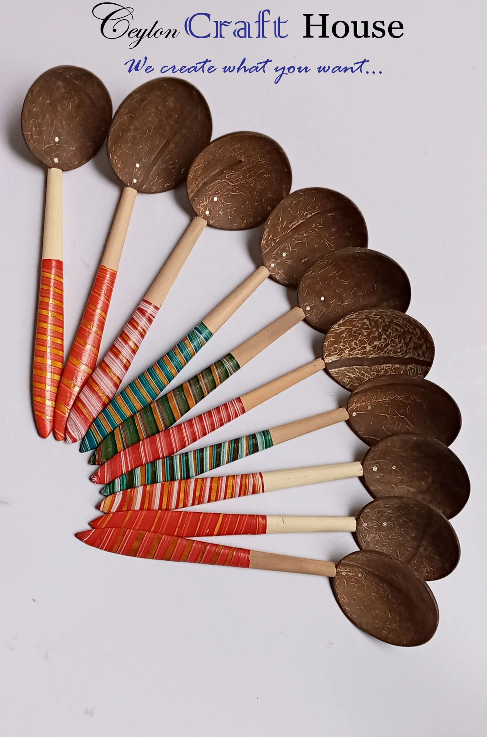 Lacquerware Coconut Shell 8" Wooden spoon | Handcrafted Serving Dish | Natural Coconut Spoon|Eco-Friendly Coconut spoon|Natural Wooden Spoon