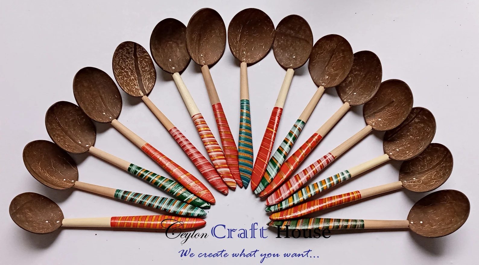 Lacquerware Coconut Shell 8" Wooden spoon | Handcrafted Serving Dish | Natural Coconut Spoon|Eco-Friendly Coconut spoon|Natural Wooden Spoon - Image 2