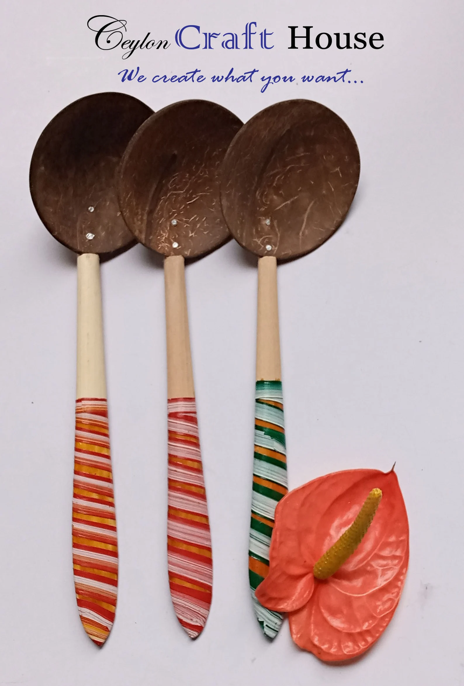 Lacquerware Coconut Shell 8" Wooden spoon | Handcrafted Serving Dish | Natural Coconut Spoon|Eco-Friendly Coconut spoon|Natural Wooden Spoon - Image 4