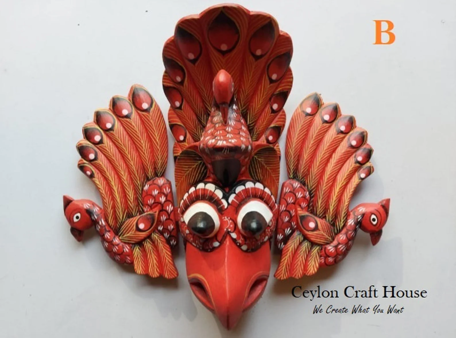 Stunning Peacock Mask Sculpture|Hand Carved Wood Wall Hanging Mask|Home Decor Wall Art|Beautiful and lucky Wooden Wall Hanging Mask|Decor - Image 3