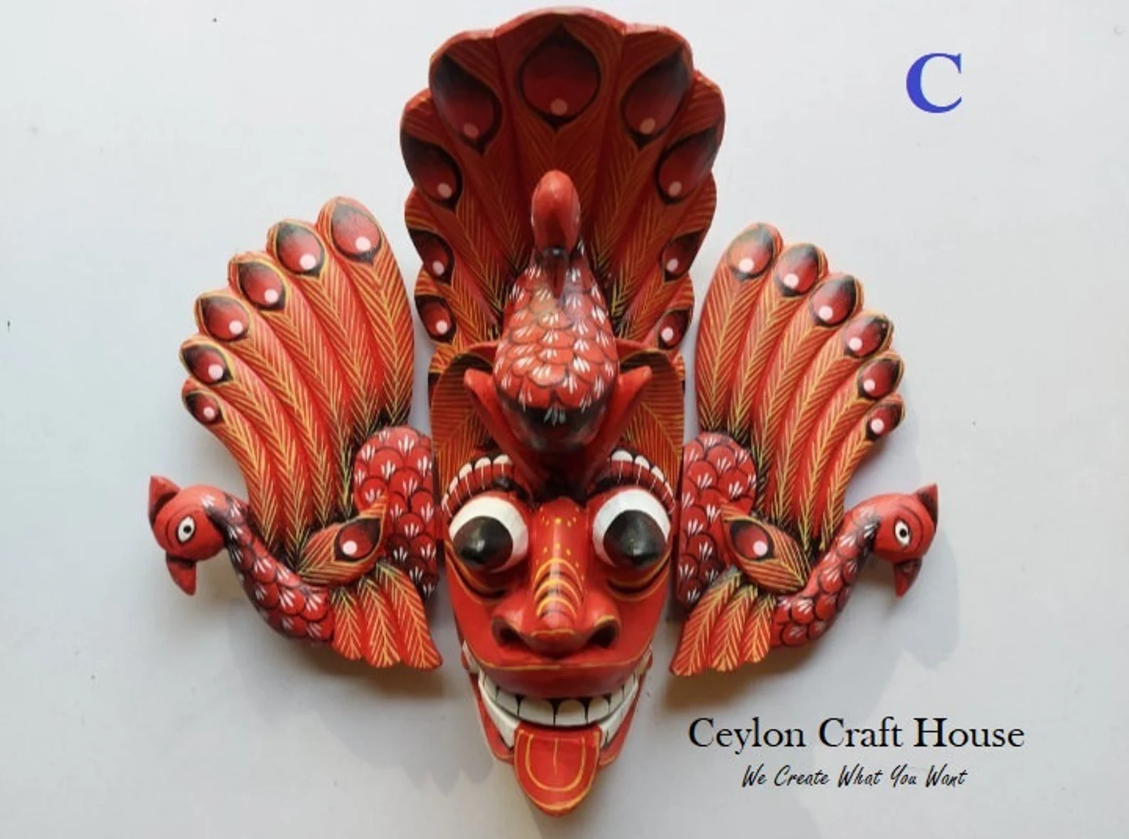 Stunning Peacock Mask Sculpture|Hand Carved Wood Wall Hanging Mask|Home Decor Wall Art|Beautiful and lucky Wooden Wall Hanging Mask|Decor - Image 4