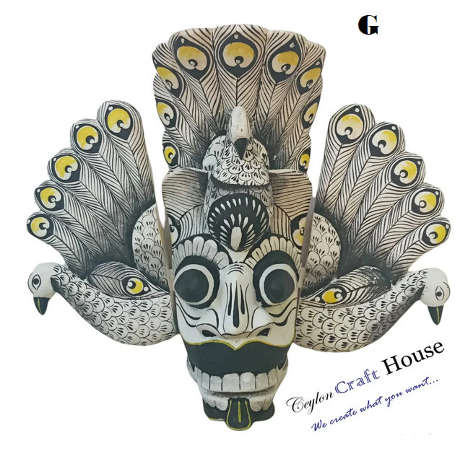 Stunning Peacock Mask Sculpture|Hand Carved Wood Wall Hanging Mask|Home Decor Wall Art|Beautiful and lucky Wooden Wall Hanging Mask|Decor - Image 8