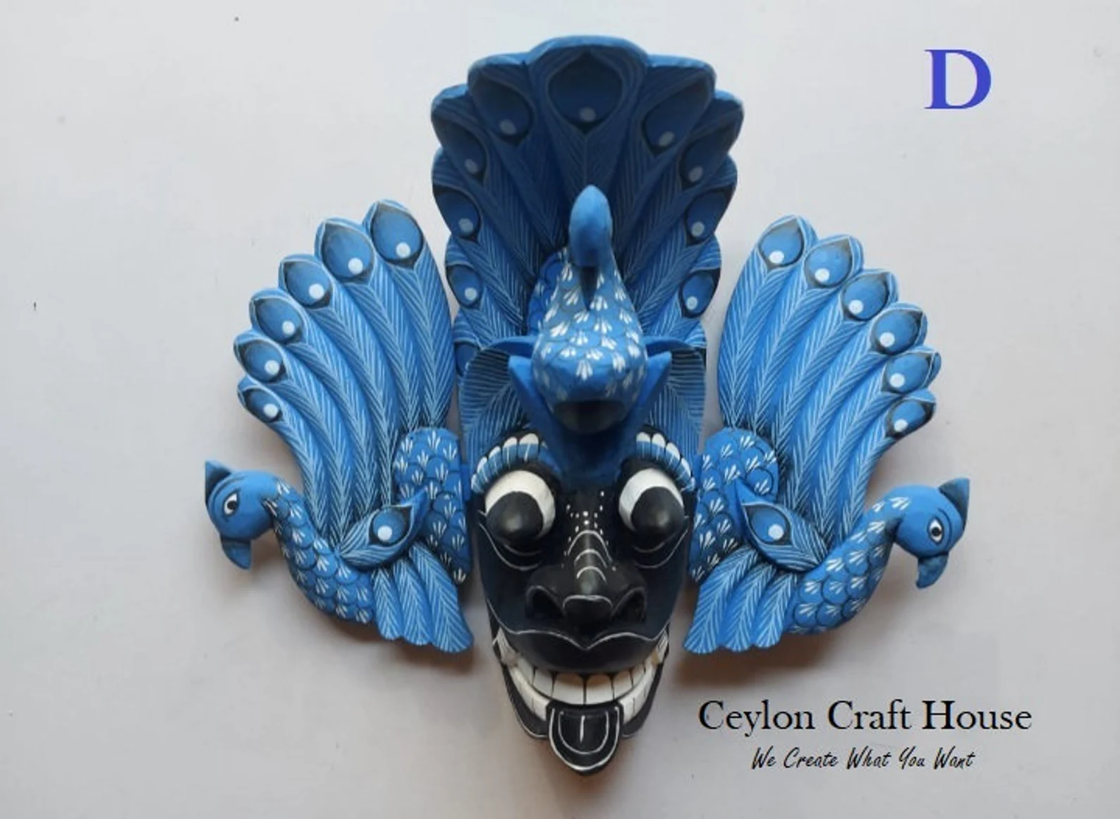 Stunning Peacock Mask Sculpture|Hand Carved Wood Wall Hanging Mask|Home Decor Wall Art|Beautiful and lucky Wooden Wall Hanging Mask|Decor - Image 5