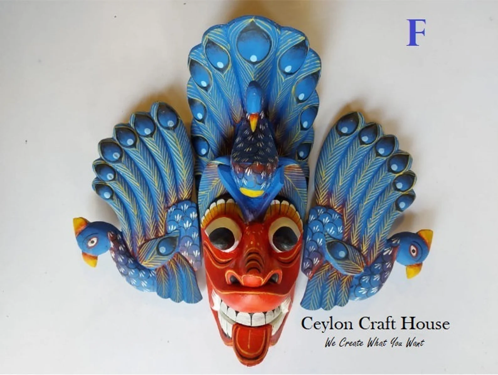 Stunning Peacock Mask Sculpture|Hand Carved Wood Wall Hanging Mask|Home Decor Wall Art|Beautiful and lucky Wooden Wall Hanging Mask|Decor - Image 7