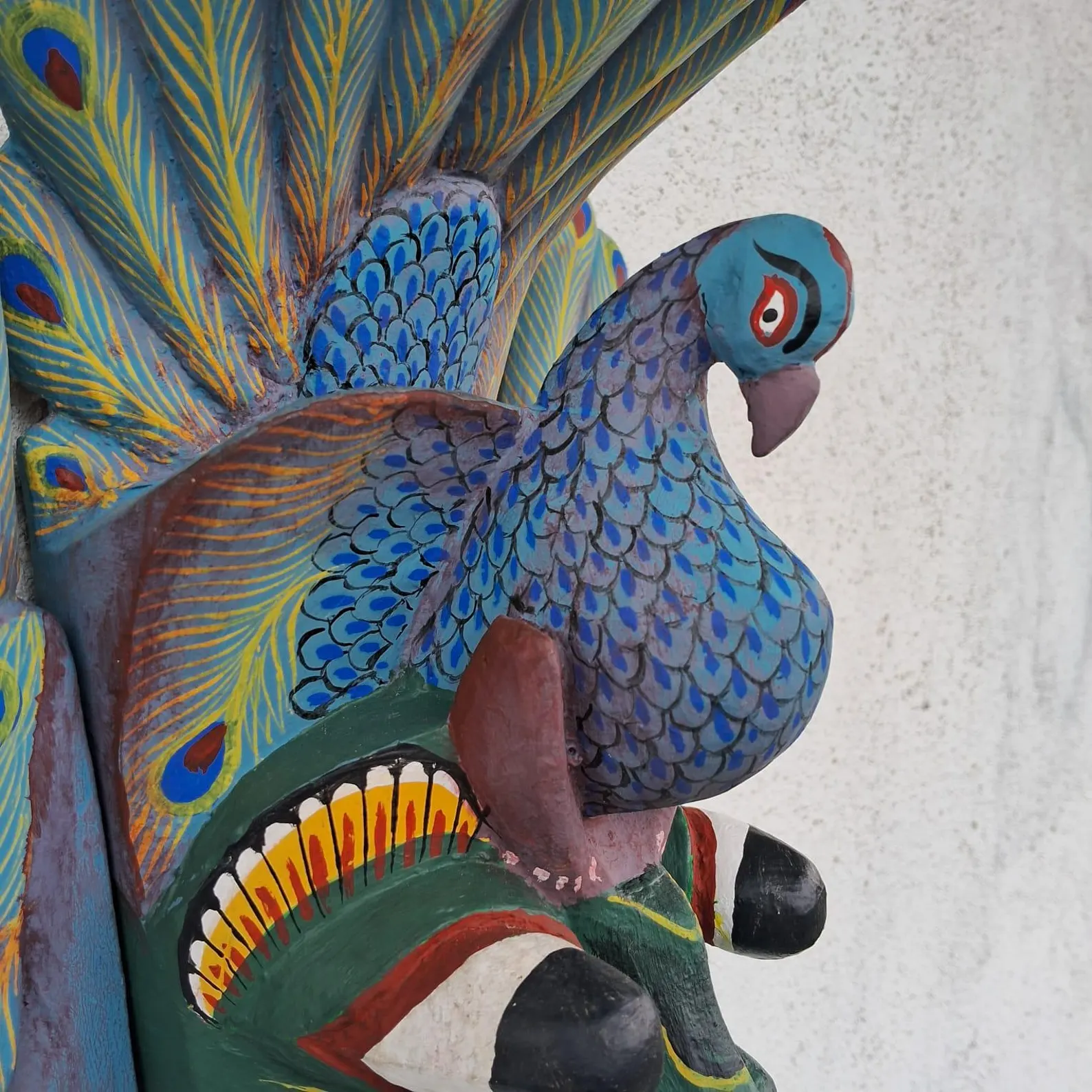 Stunning Peacock Mask Sculpture| Beautiful and lucky Wooden Wall Hanging Mask Hand Carved Wood Wall Hanging Mask| Home Decor Wall Art| Decor - Image 5