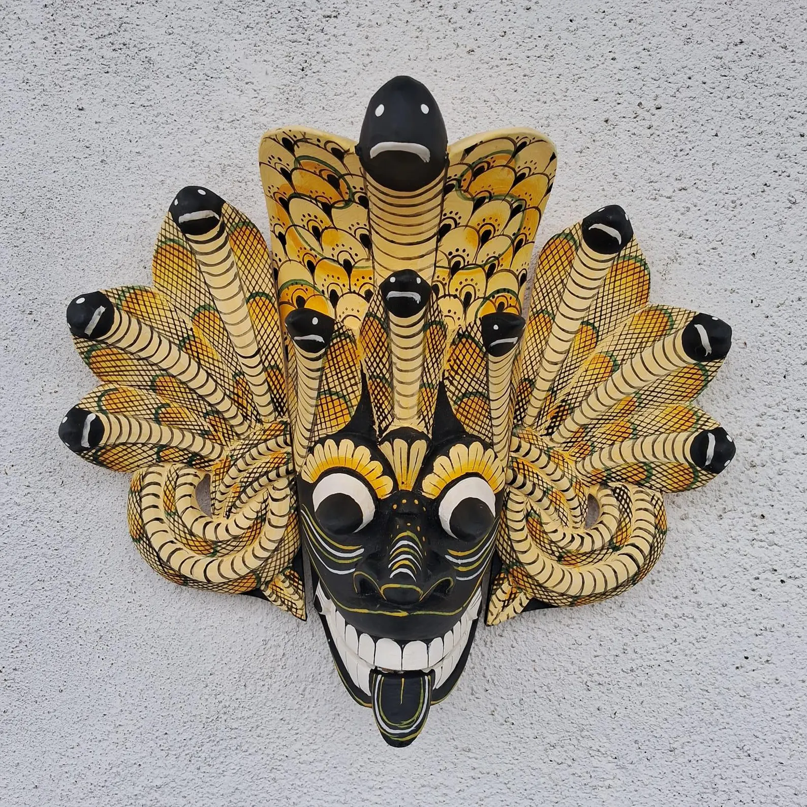 Handmade Sri Lankan Naga Raksha Mask |King Cobra Wall Decor | Traditional Wood Tiki Mask | Unique Sri Lankan Home Decor Tiki Mask Home Decor