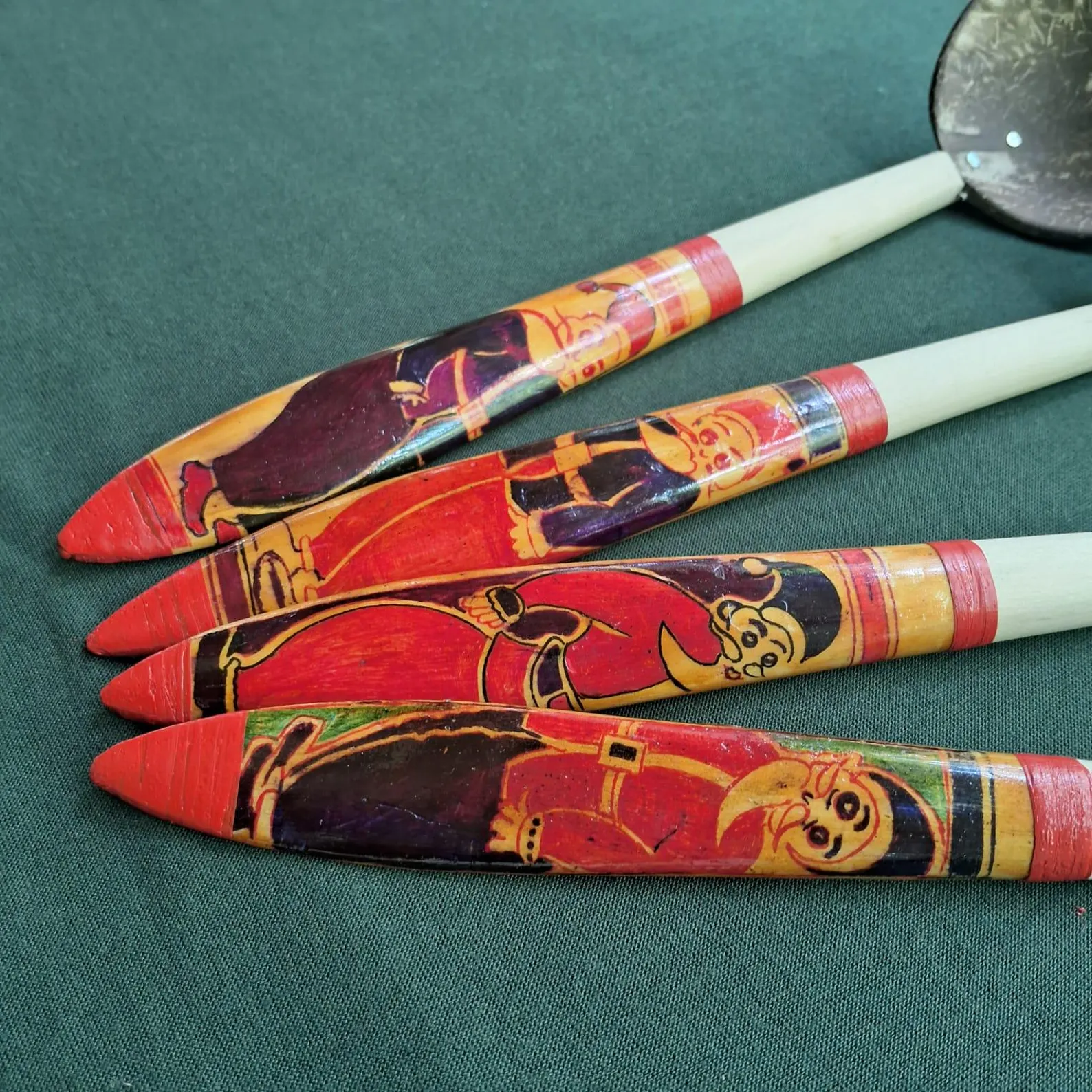 Custom Santa Claus Coconut Shell Two Spoons Set - Handcrafted, Personalized Kitchenware Gift -Unique Decorated Spoon for Holidays warm gift - Image 3