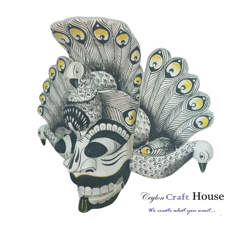 Hand Carved Wood Wall Hanging Mask| Stunning Peacock Mask Sculpture| Beautiful and lucky Wooden Wall Hanging Mask| Home Decor Wall Art - Image 6