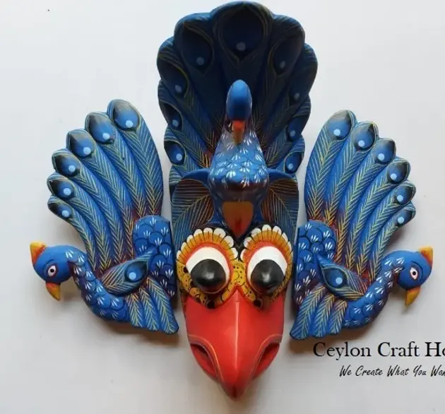 Stunning Peacock Mask Sculpture|Hand Carved Wood Wall Hanging Mask|Home Decor Wall Art|Beautiful and lucky Wooden Wall Hanging Mask|Decor
