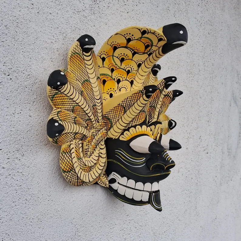Handmade Sri Lankan Naga Raksha Mask |King Cobra Wall Decor | Traditional Wood Tiki Mask | Unique Sri Lankan Home Decor Tiki Mask Home Decor - Image 10