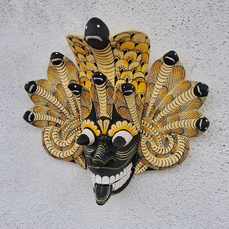 Handmade Sri Lankan Naga Raksha Mask |King Cobra Wall Decor | Traditional Wood Tiki Mask | Unique Sri Lankan Home Decor Tiki Mask Home Decor - Image 8