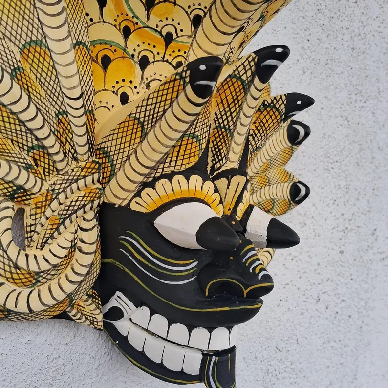Handmade Sri Lankan Naga Raksha Mask |King Cobra Wall Decor | Traditional Wood Tiki Mask | Unique Sri Lankan Home Decor Tiki Mask Home Decor - Image 7