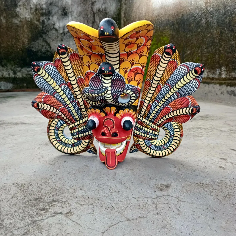 Explore Sri Lanka’s Fire Demon and Cobra Masks: Cultural Treasures for Protection and Power. Artistry that Safeguards and Inspires - Image 9