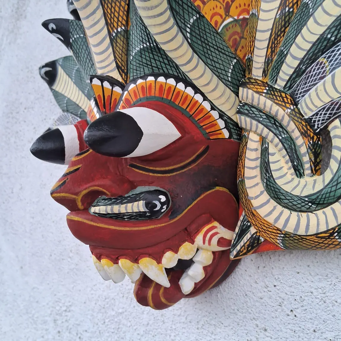 Traditional cobra Decorative Tiki Mask Home Decor | Sri Lankan Handmade Wood Wall Decor | Polynesian|Handcarved Wooden Mask|Unique Gift Idea - Image 6
