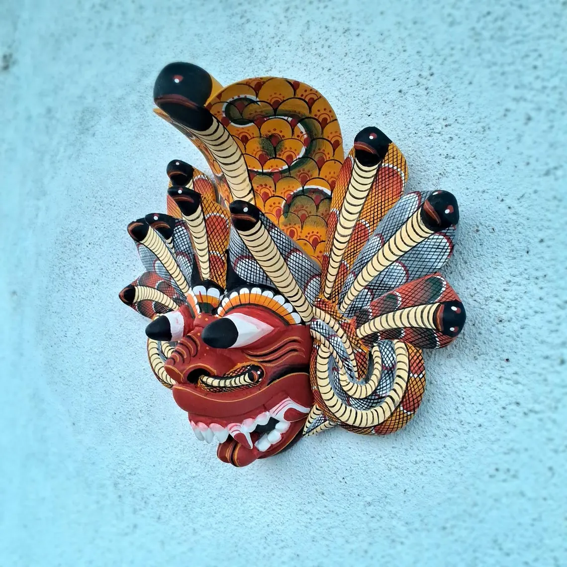 Traditional cobra Decorative Tiki Mask Home Decor | Sri Lankan Handmade Wood Wall Decor | Polynesian|Handcarved Wooden Mask|Unique Gift Idea - Image 4