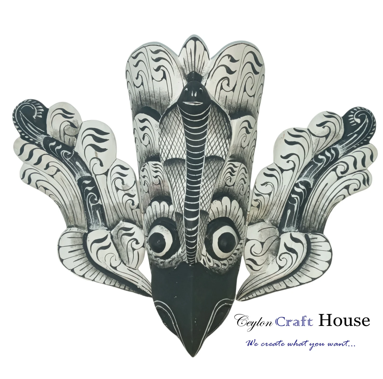 Vintage Traditional Sri Lanka Bird Demon (Gurulu Raksha) wooden mask | Wooden Wall Hanging Tiki Bird Mask | Hanging Wall Decor | Unique mask - Image 6